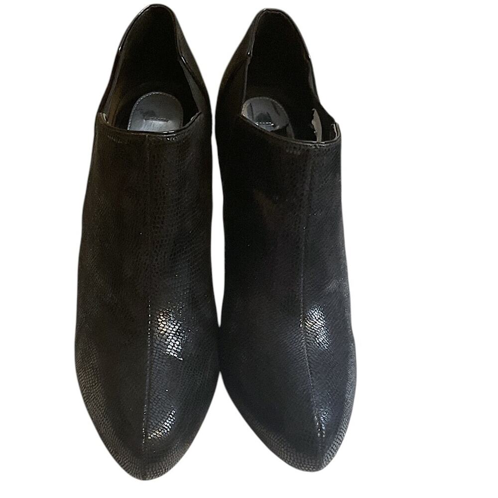 White House Black Market Black Booties 9.5M Lizard Embossed Stiletto Heel - Picture 2 of 15